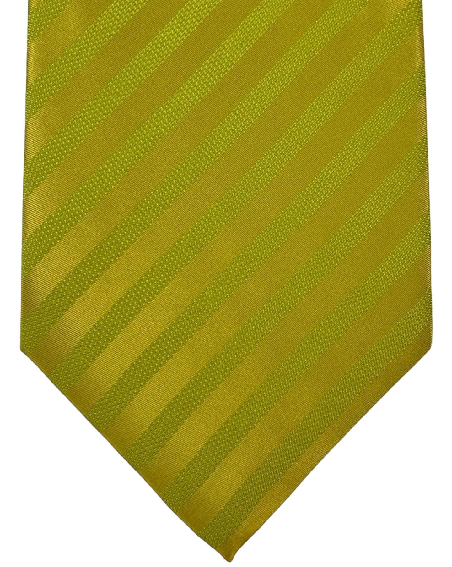 Isaia Tie Lime Stripes Design - Sartorial Silk Tie