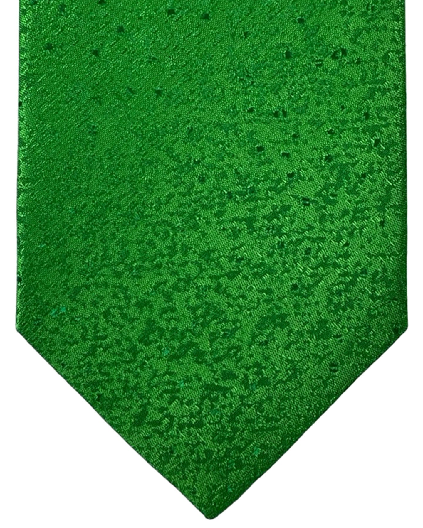 Isaia Tie Green Micro Pattern Design - Sartorial Silk Tie