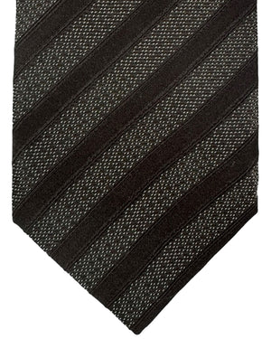 Isaia Tie Black Stripes Design - Sevenfold Silk Necktie