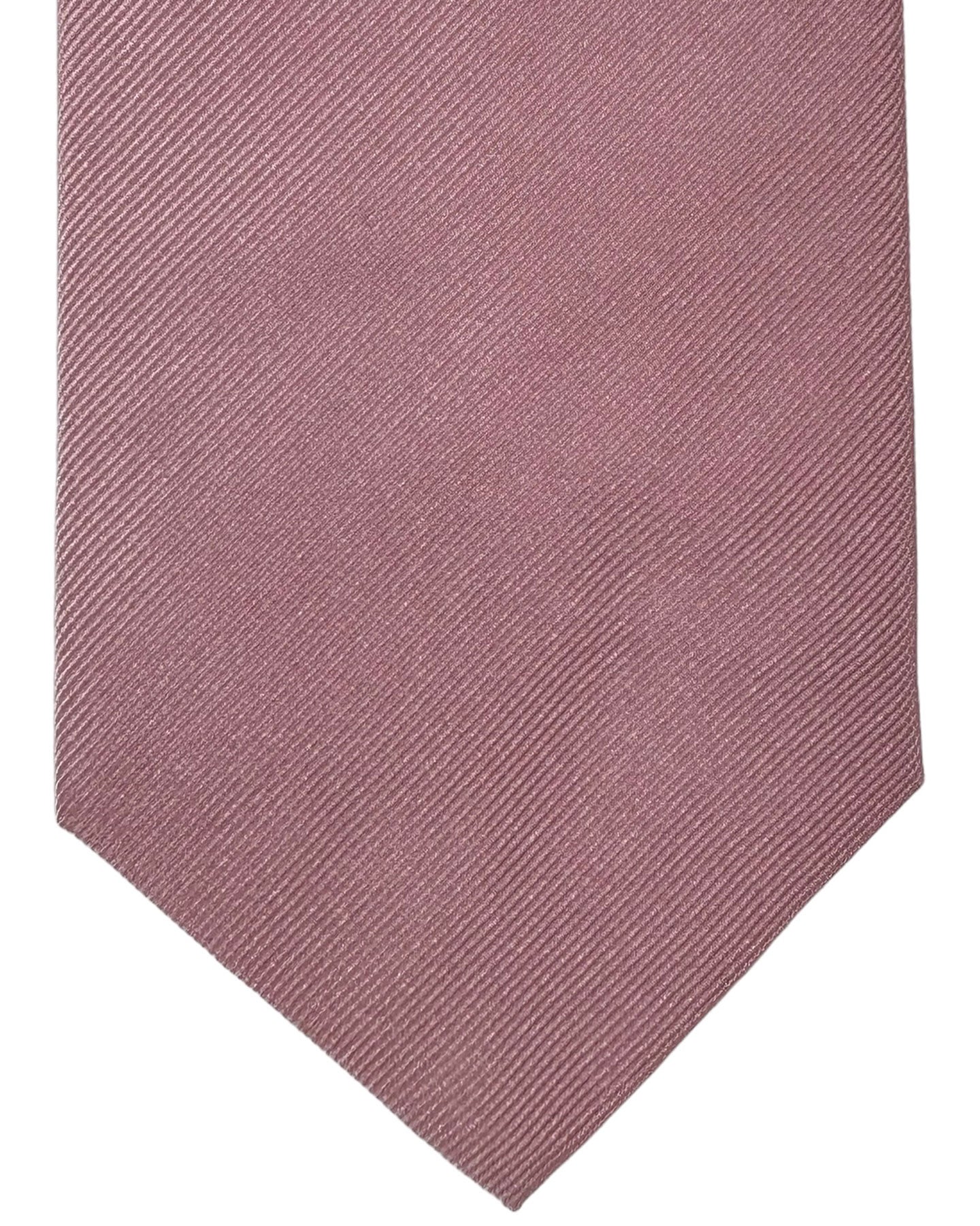 Isaia Sevenfold Tie Pink Solid Grosgrain