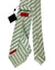 Isaia Sevenfold Tie Green White-Silver Stripes Design - Cotton Silk