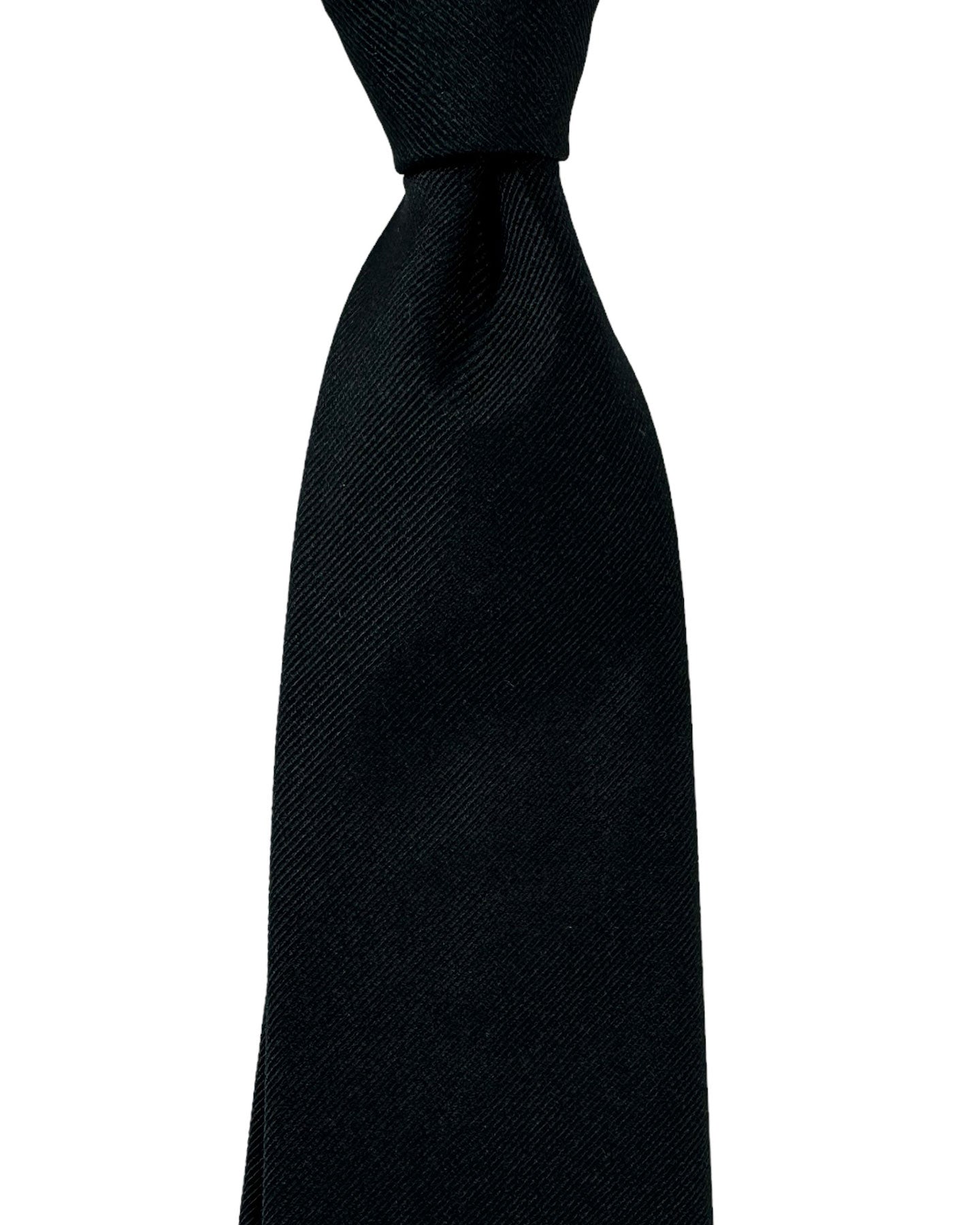 Isaia Tie Black Solid Grosgrain Design - Sartorial Necktie