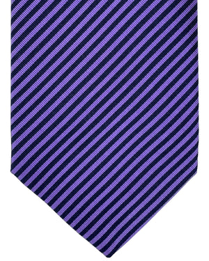 Isaia Tie Purple Stripes Design - Sevenfold Silk Necktie