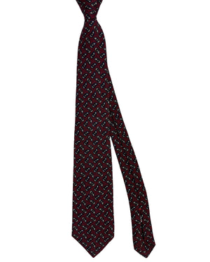 Isaia Sevenfold Tie Maroon Paisley - Wool Silk