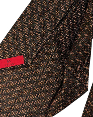 Isaia  Silk Sevenfold Tie Brown Design