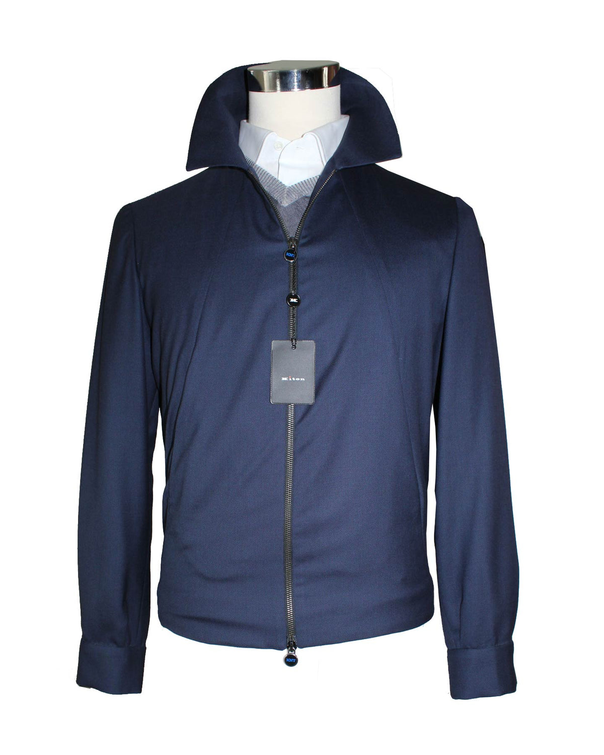 KNT Kiton Wool Coat Dark Navy 14 Micron 