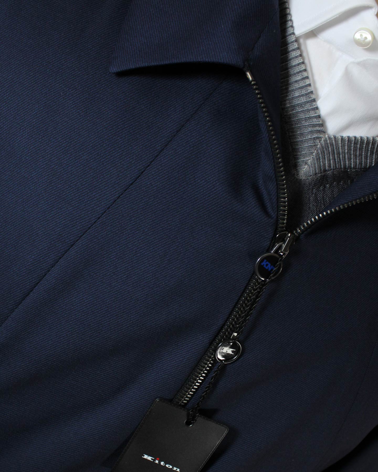 KNT Kiton Wool Coat Dark Navy 14 Micron 