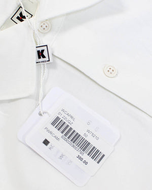 Kired Kiton Full Button Longsleeve Jersey Polo Shirt White Crêpe Cotton 50 / M