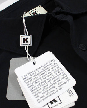 Kired Kiton Full Button Longsleeve Jersey Polo Shirt Dark Blue Crêpe Cotton - EU 58 / XXXL