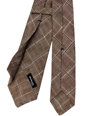 Kiton Tie Brown Windowpane Wool Tie- Sevenfold Necktie
