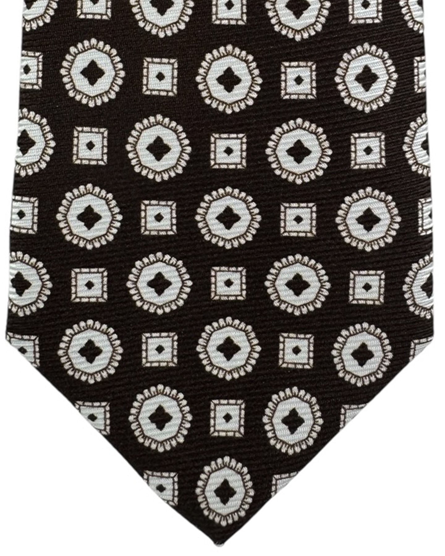 Kiton Sevenfold Tie Dark Brown Medallion