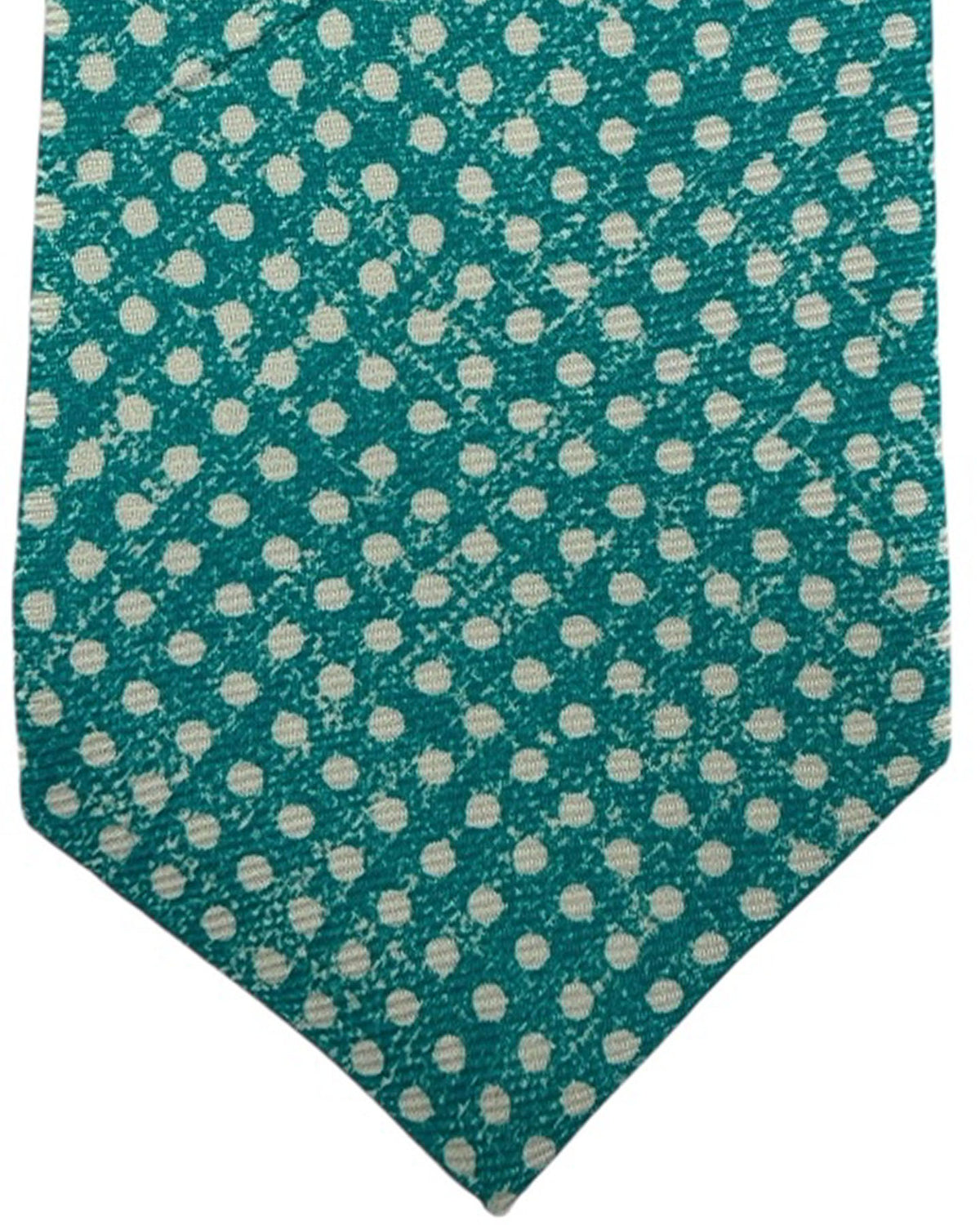 Kiton Sevenfold Tie Aqua Blue Dots