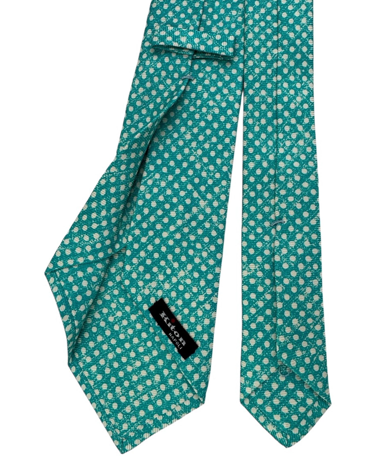 Kiton Sevenfold Tie Aqua Blue Dots