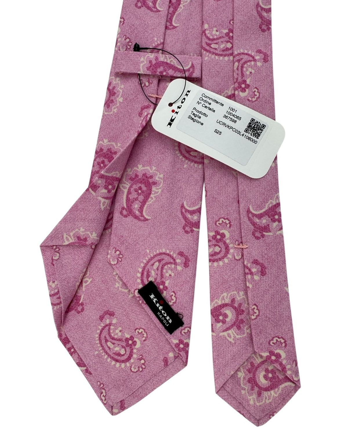 Kiton Sevenfold Tie Pink Paisley- Summer 2025 Collection