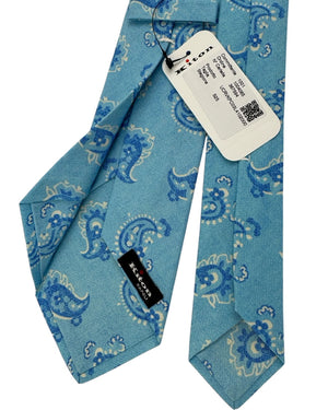 Kiton Sevenfold Tie Blue Paisley- Summer 2025 Collection