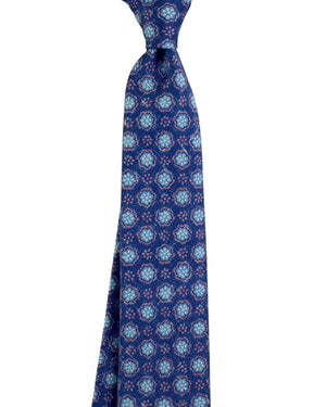 Kiton Sevenfold Tie Blue Medallion