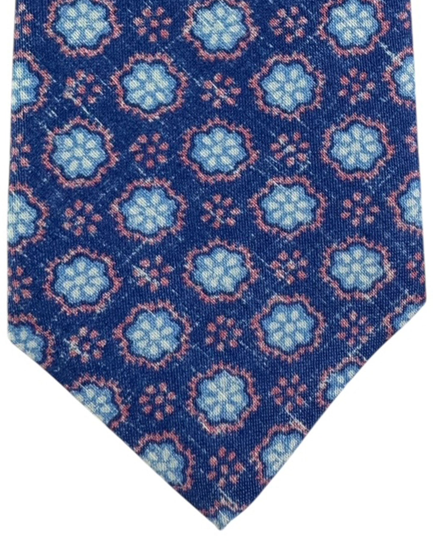 Kiton Sevenfold Tie Blue Medallion