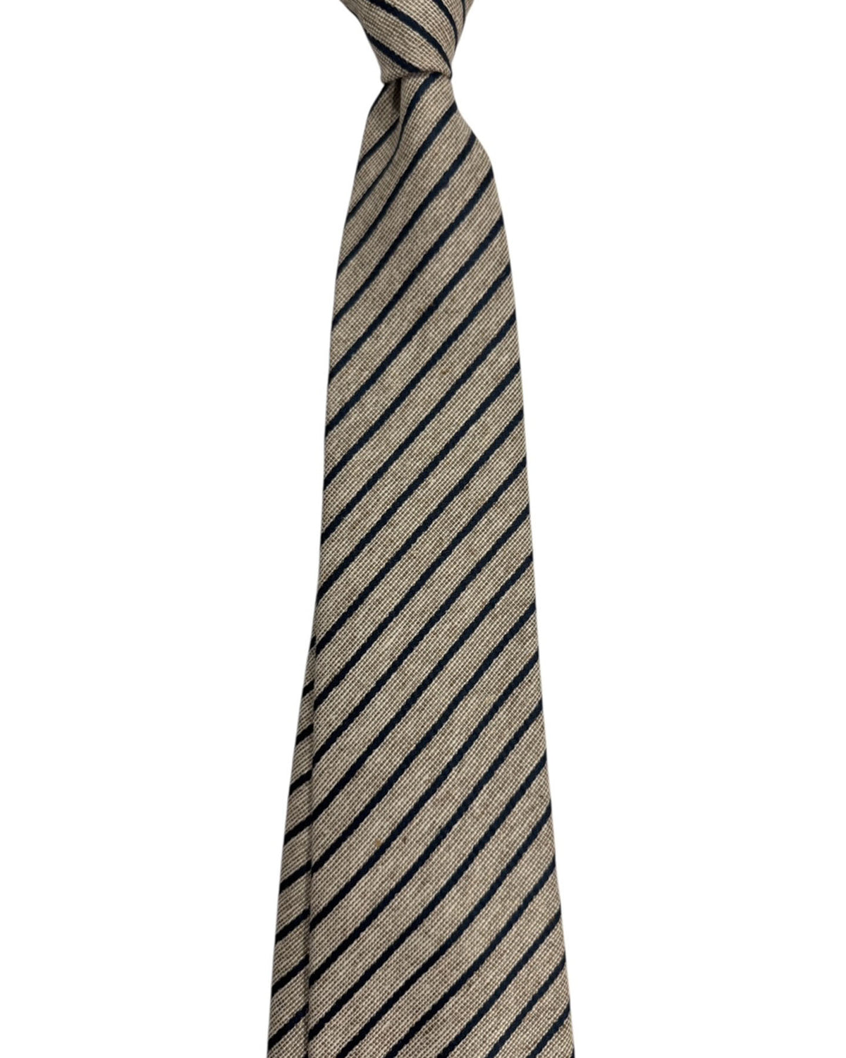 Kiton Sevenfold Tie Gray Midnight Blue Stripes