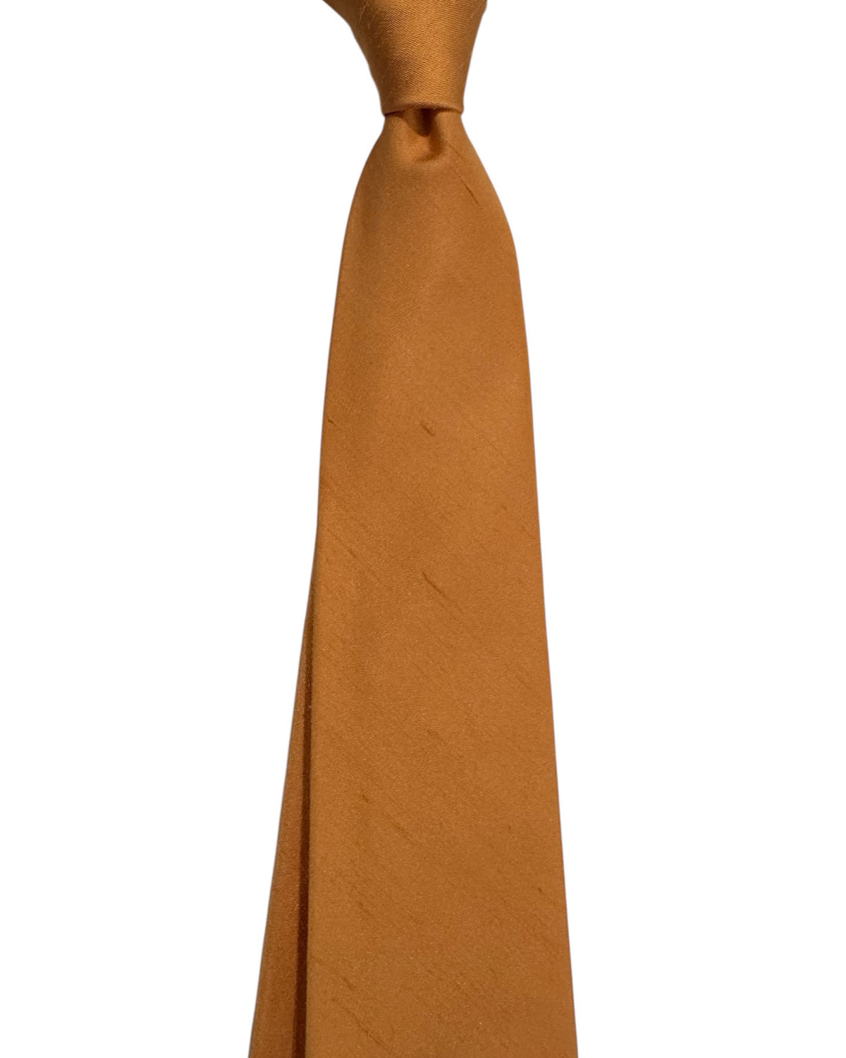 Kiton Raw Silk Tie Solid Peach Orange - Sevenfold Necktie