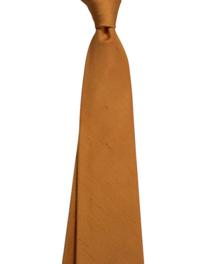 Kiton Raw Silk Tie Solid Peach Orange - Sevenfold Necktie