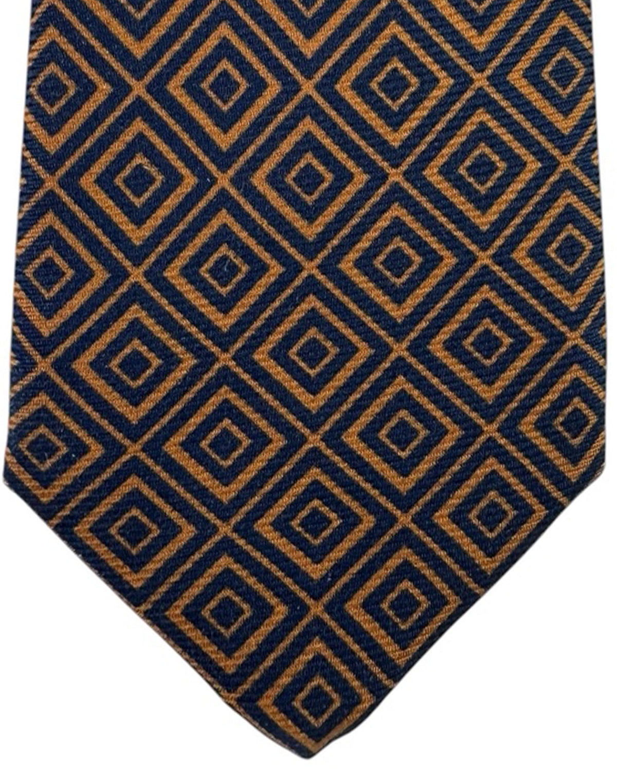 Kiton Sevenfold Tie Midnight Blue & Geometric Diamond