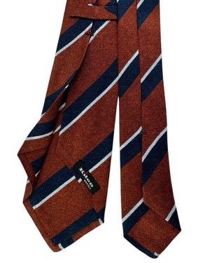 Kiton Sevenfold Tie Brown And Navy Stripe