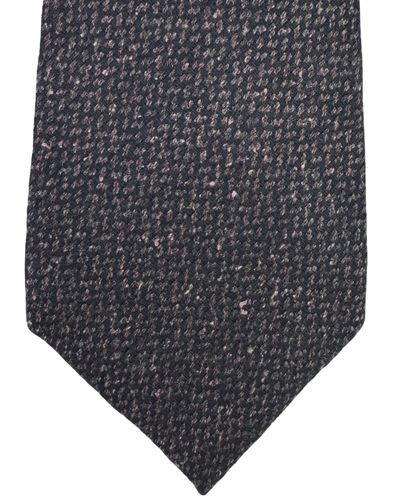 Kiton Sevenfold Tie Dark Brown Black Weave