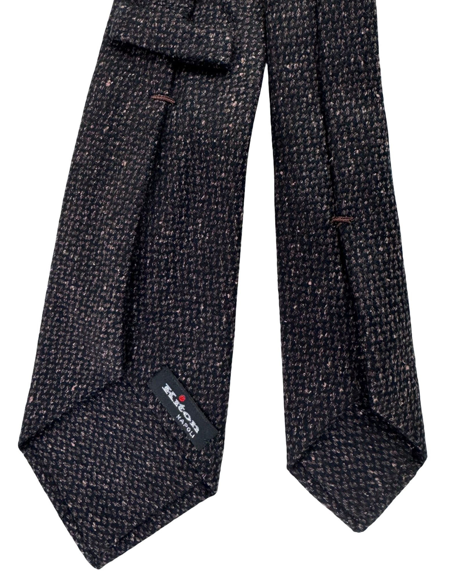 Kiton Sevenfold Tie Dark Brown Black Weave