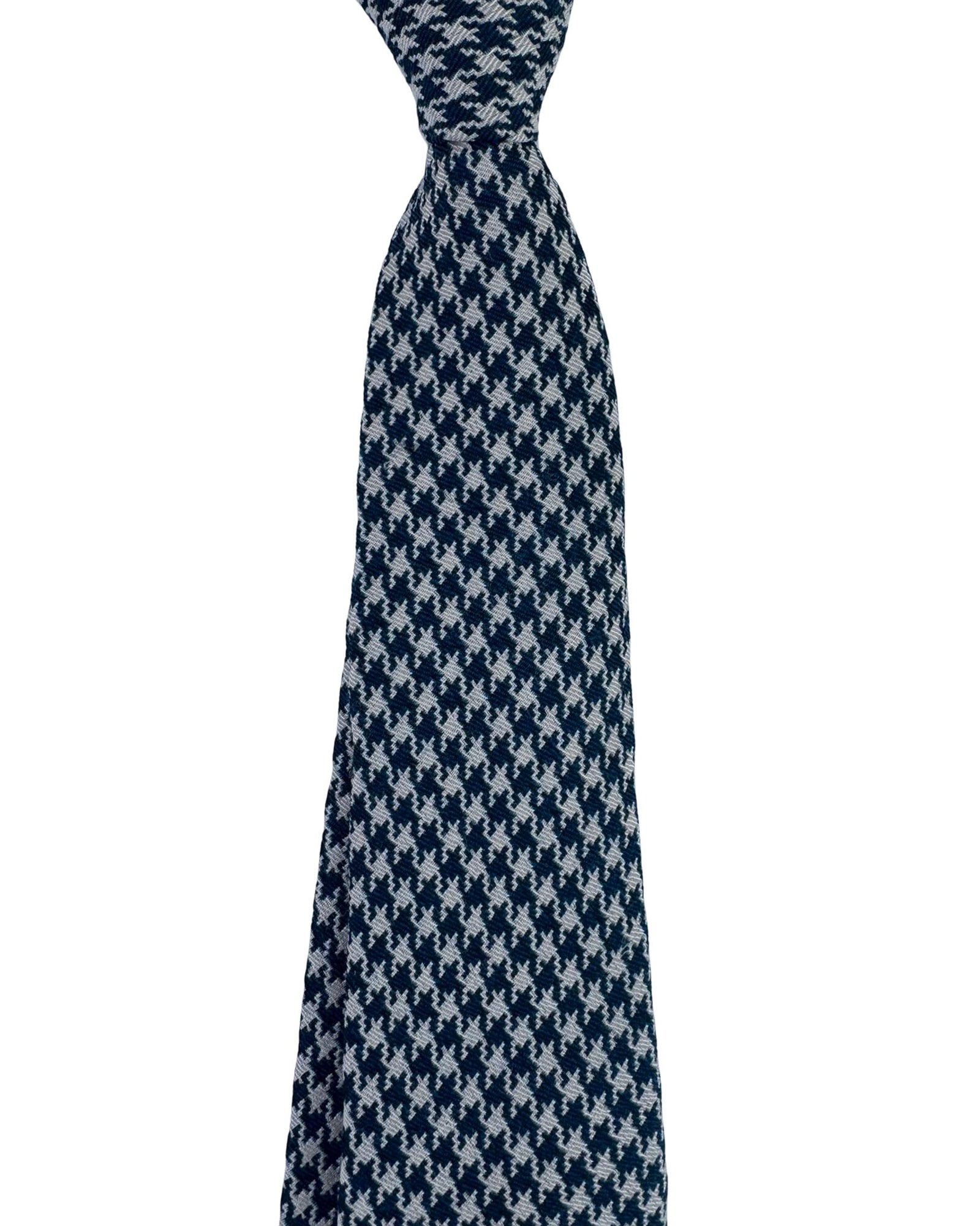 Kiton Sevenfold Tie Dark Blue Houndstooth