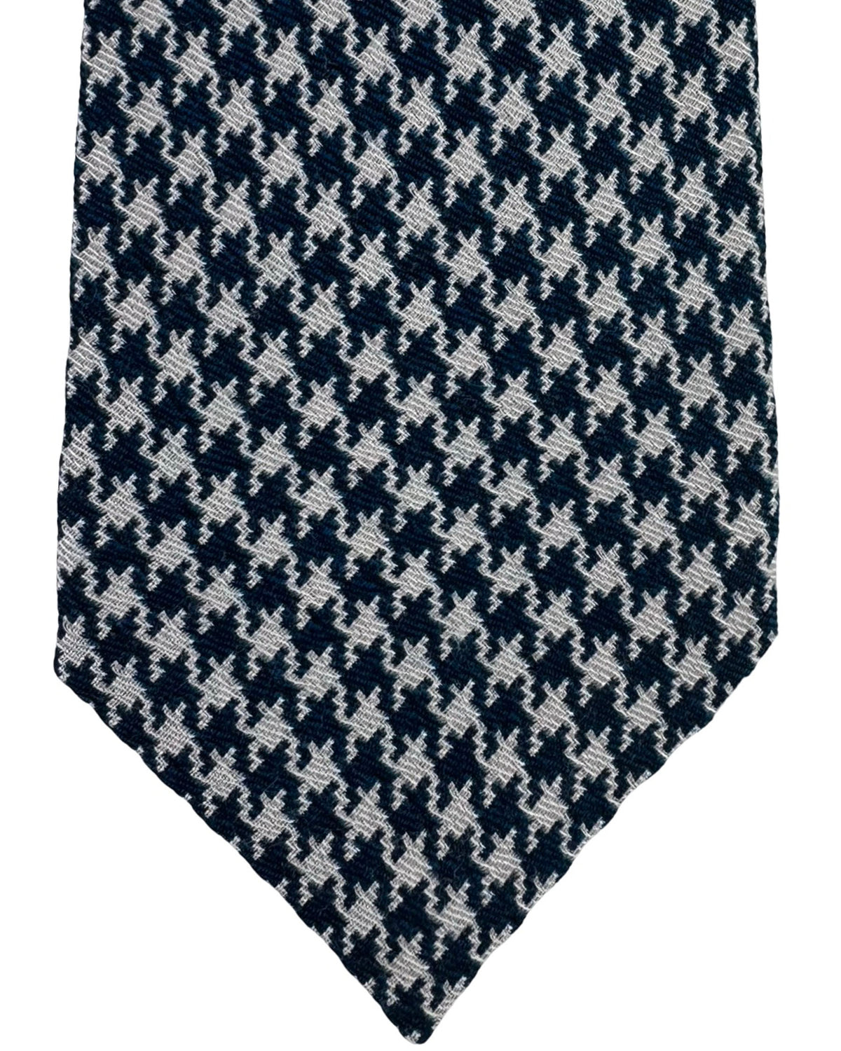 Kiton Sevenfold Tie Dark Blue Houndstooth