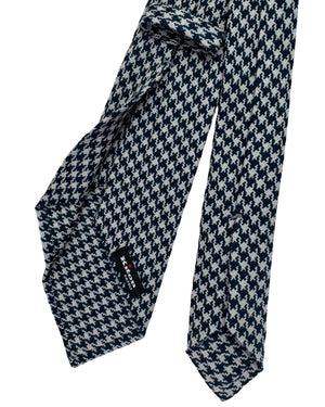 Kiton Sevenfold Tie Dark Blue Houndstooth