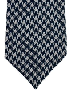 Kiton Sevenfold Tie Dark Blue Houndstooth