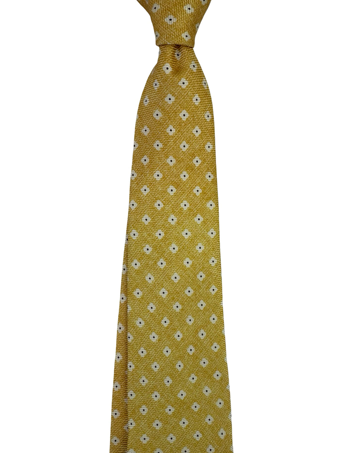Kiton Sevenfold Tie Mustard Yellow Mini Flowers