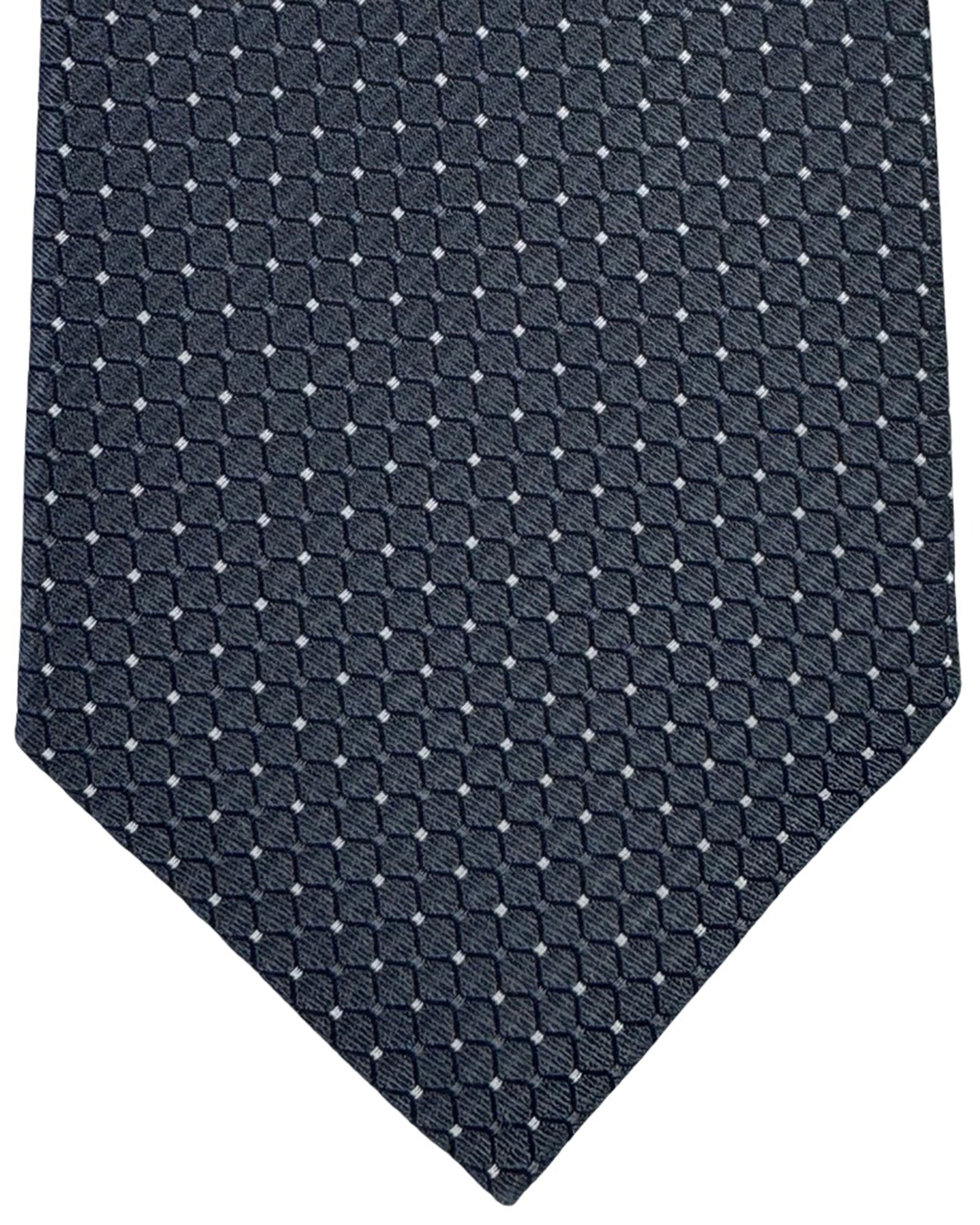Kiton Sevenfold Tie Black Dark Gray