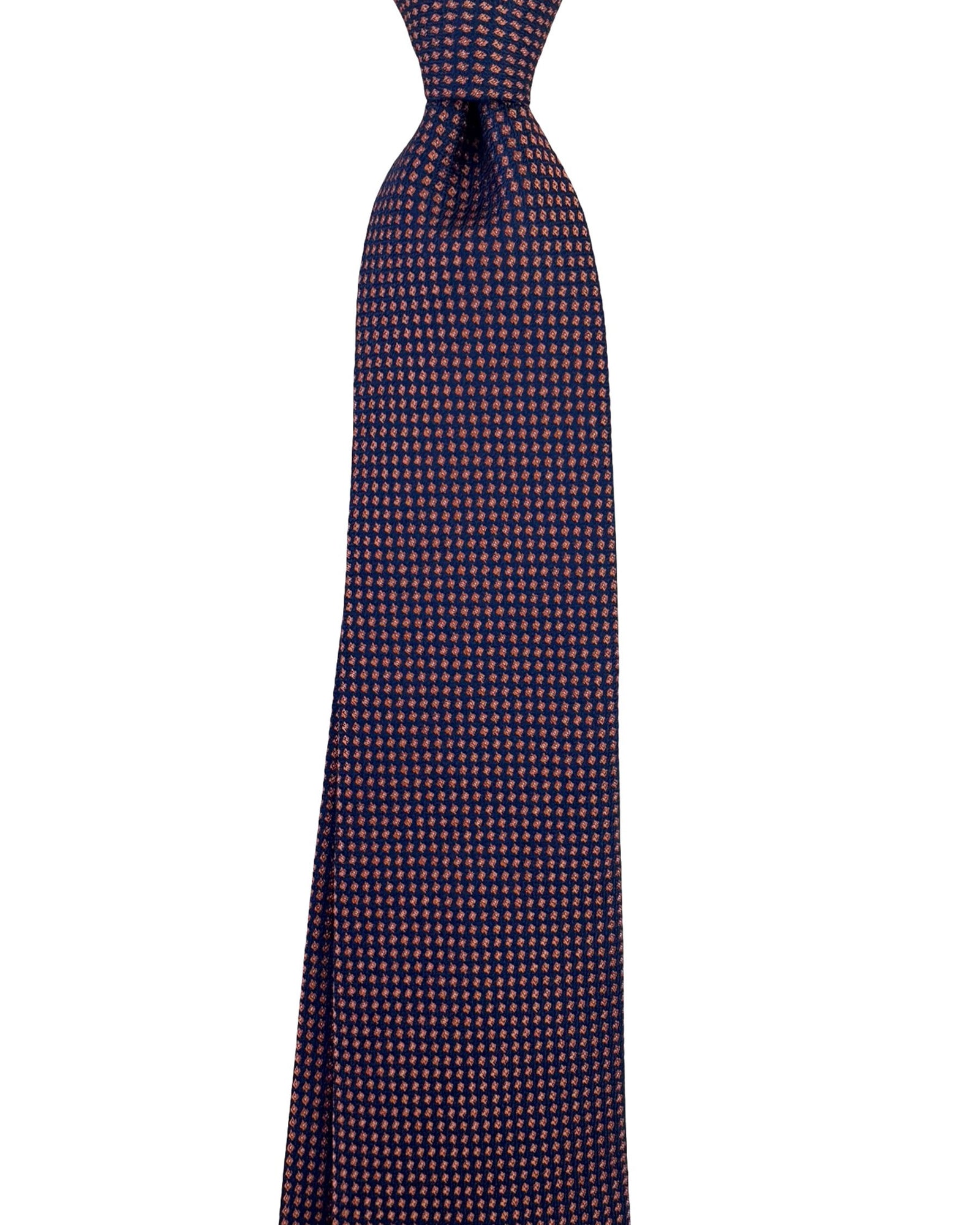 Kiton Sevenfold Tie Navy Blue Copper Micro Dot Pattern