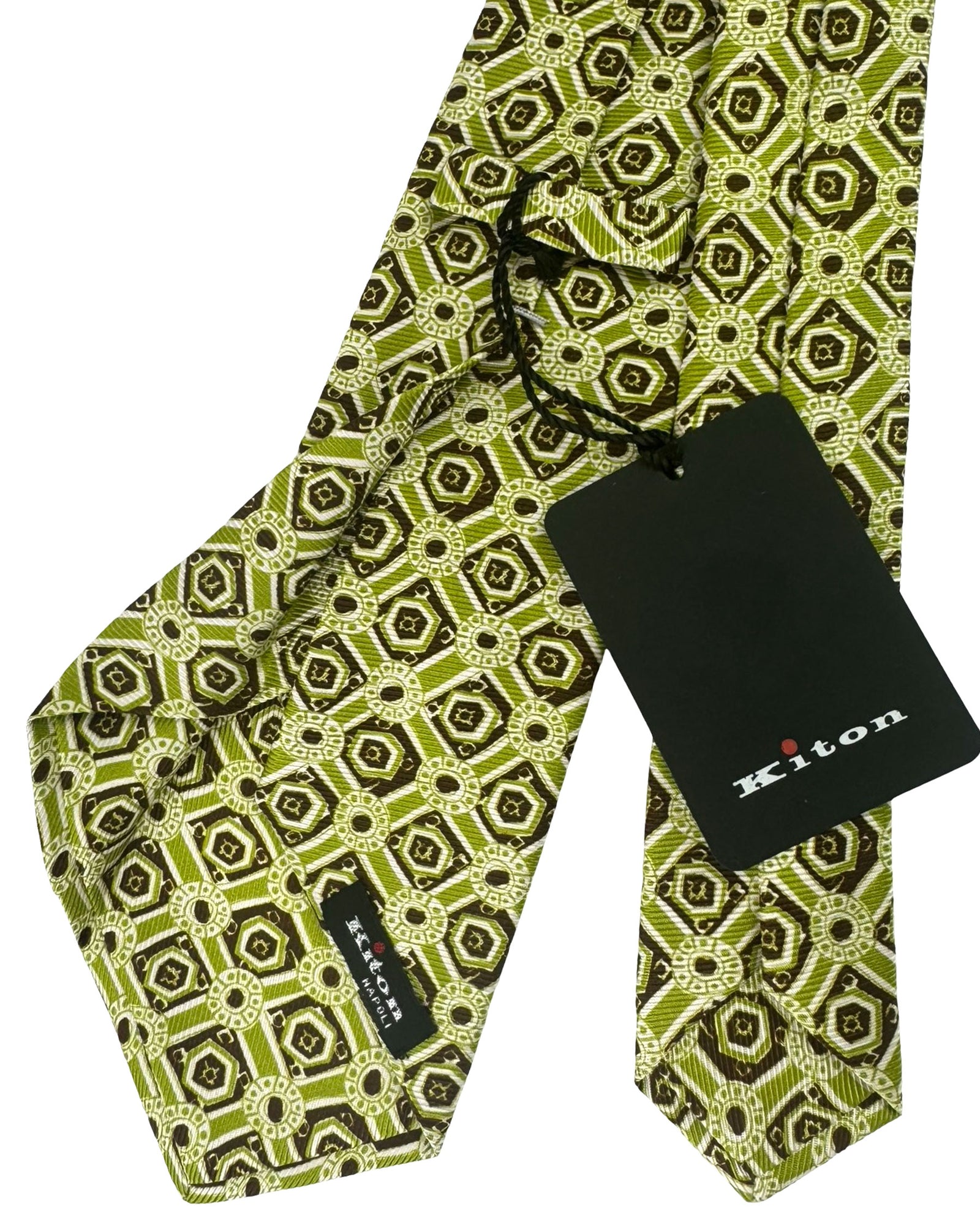 Kiton Sevenfold Tie Green Brown White