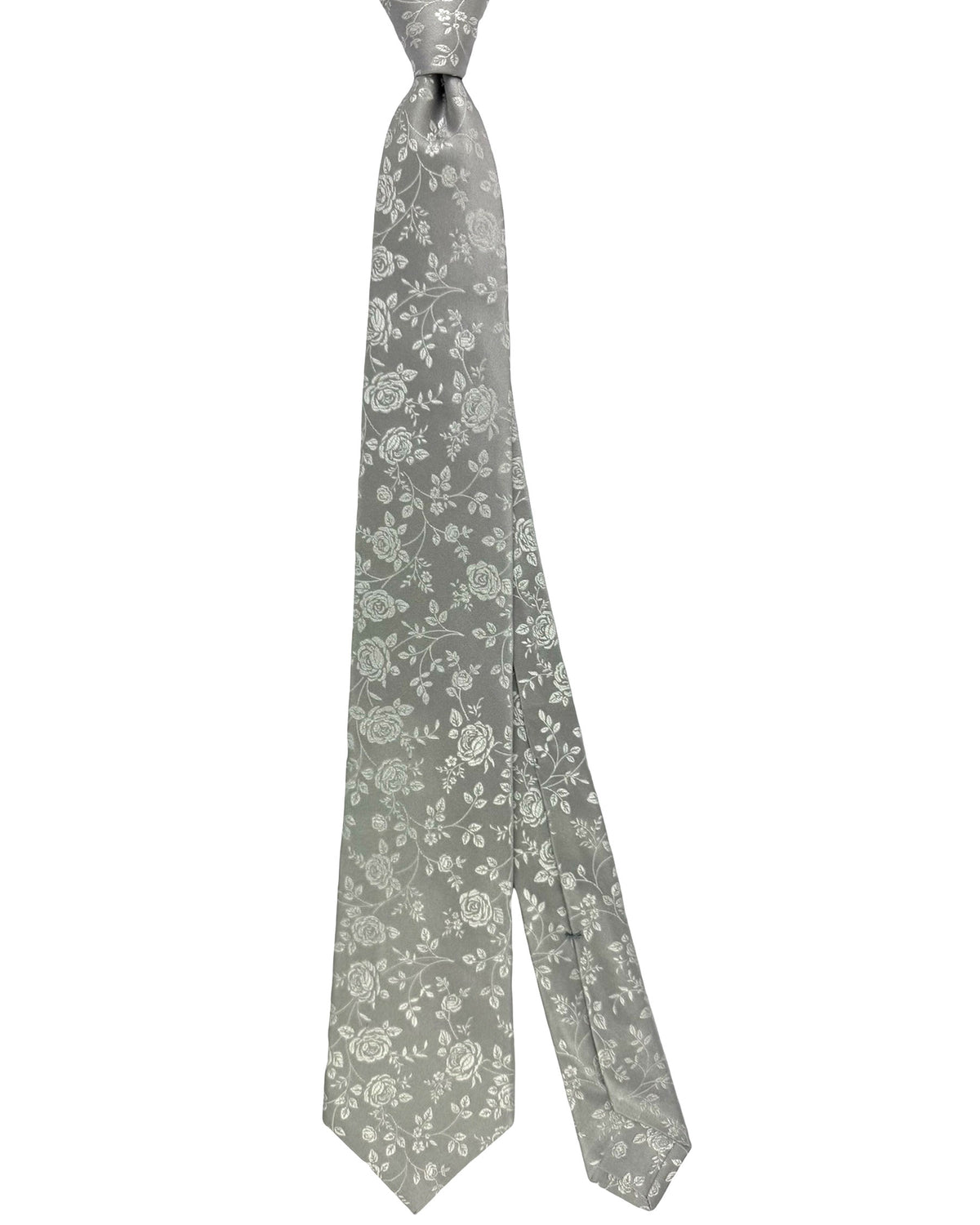 Kiton Sevenfold Tie Gray Silver Floral