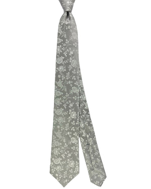 Kiton Sevenfold Tie Gray Silver Floral