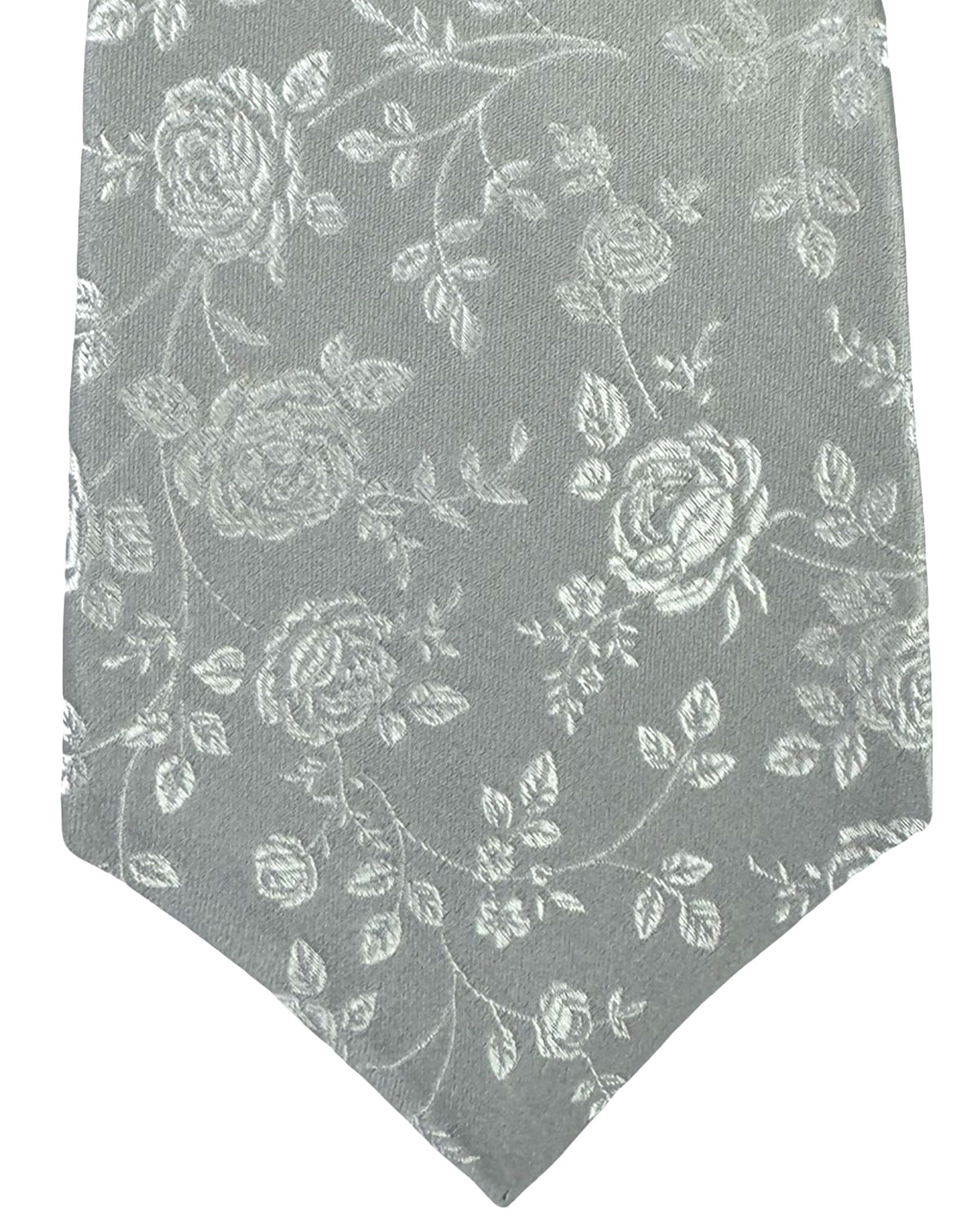 Kiton Sevenfold Tie Gray Silver Floral