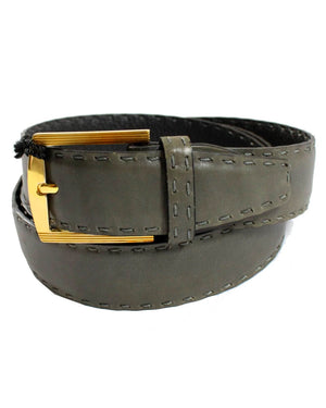Kiton Leather Belt Military Green Stitch - Resizable (Fits All Sizes) SALE