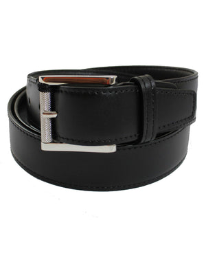 Kiton Belt Black Smooth Leather Design 