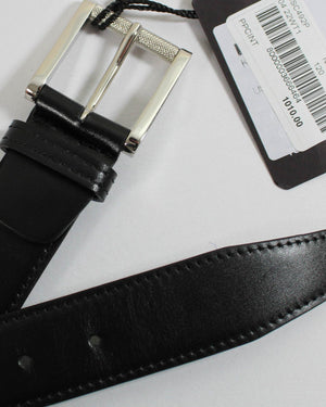 Kiton Belt Black Smooth Leather Design - Resizable (Fits All sizes)