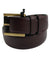 Kiton Belt - Maroon Leather Men Belt Gold Buckle Black Horn Detail