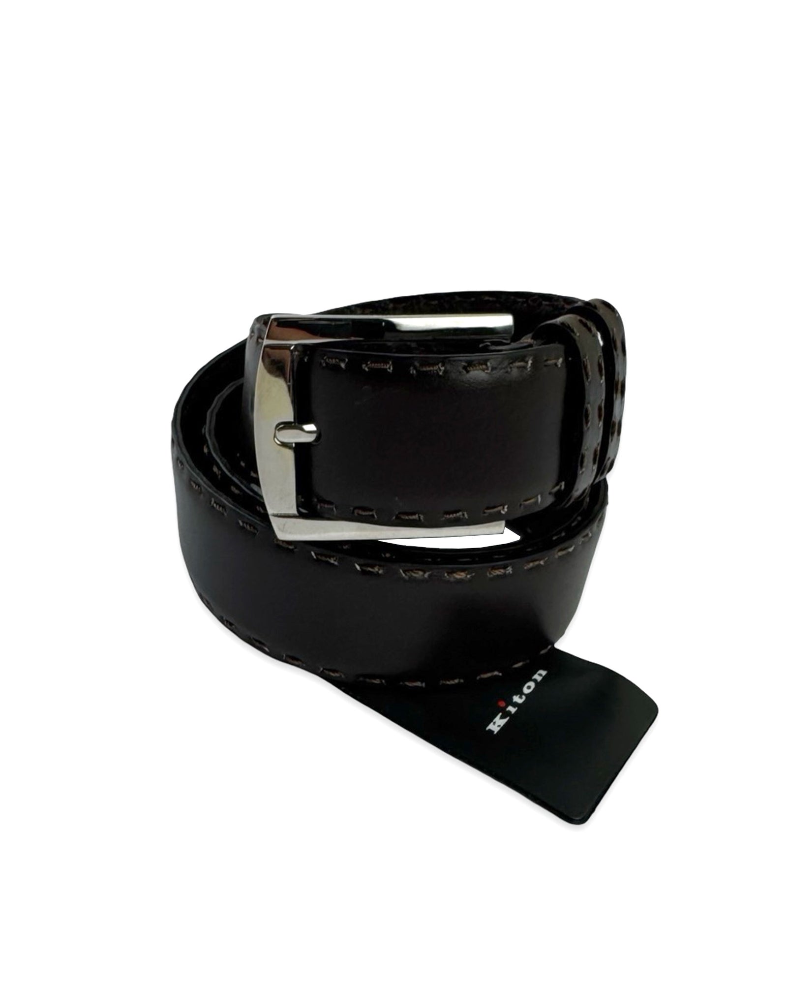 Kiton Belt Solid Dark Brown Leather Men Belt 