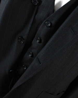 Kiton Suit Gray Stripes 3 Piece 14 Micron Wool Men Suit EU 56 / US 44 L