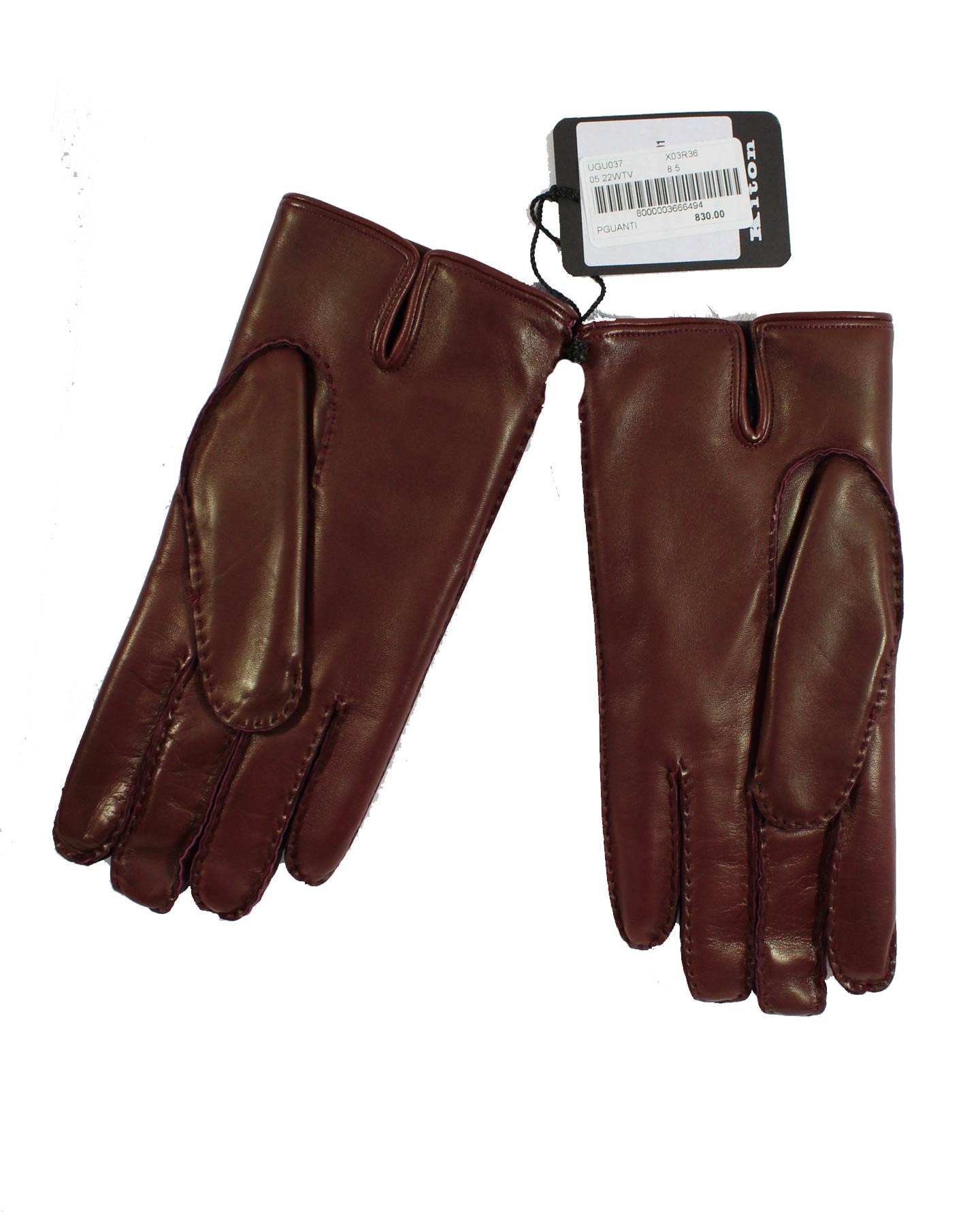 Kiton Men Gloves Maroon Leather S/M - 8 1/2