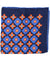Kiton Silk Pocket Square Navy Blue Orange Geometric