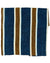 Kiton Linen Pocket Square Dark Blue Brown Stripes