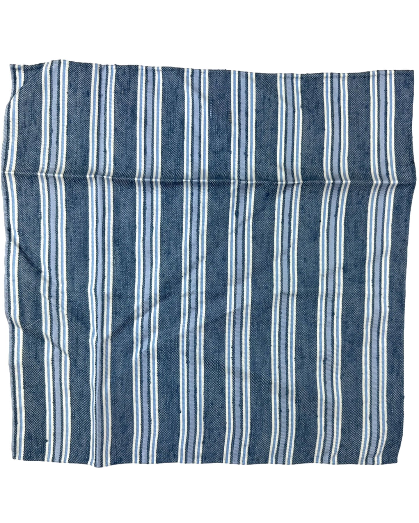 Kiton Silk Cotton Pocket Square Dark Blue Blue Stripes
