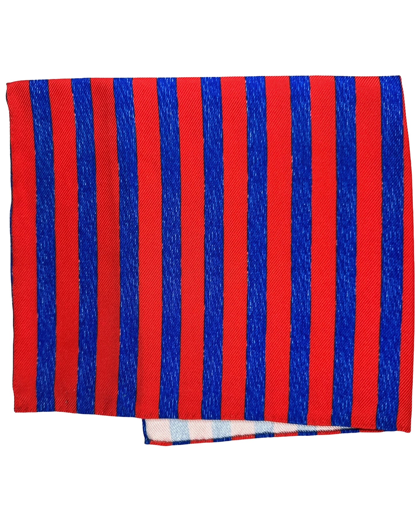 Kiton Silk Pocket Square Navy Red Stripes